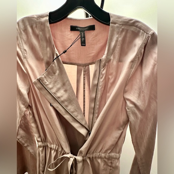 BCBGMAXAZRIA Jourdyn Hazelnut Zip-Up Tie-Waist Shirtdress, Relaxed Fit, XXS, NWT - Picture 7 of 9